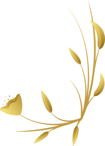 Transparent background gold leaf branch decorative design