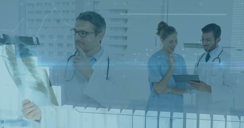 Medical Professionals Analyzing Patient Data in Modern Hospital