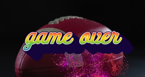 Game Over Animation with Rugby Ball and Abstract Design
