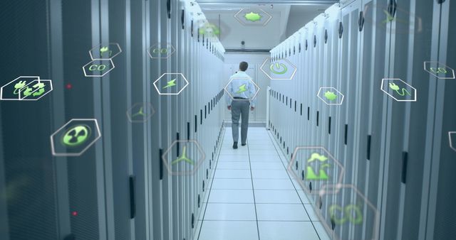 Engineer Monitoring Environmental Impact in Modern Data Center - Download Free Stock Images Pikwizard.com