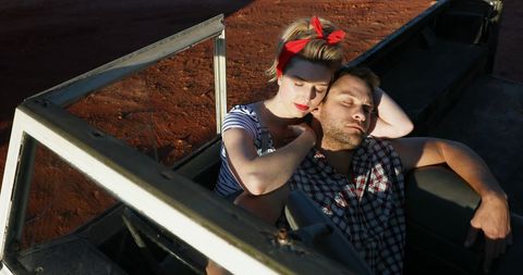Vintage Couple Enjoying Relaxed Ride in Classic Car - Download Free Stock Images Pikwizard.com