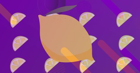 Vibrant Lemon Digital Art on Violet Background