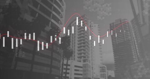 Cityscape with Digital Data Overlay: Urban Financial Analytics - Download Free Stock Images Pikwizard.com