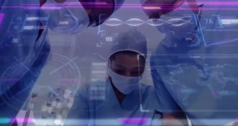 Innovative Surgical Team Performing Operation with Futuristic Technology
