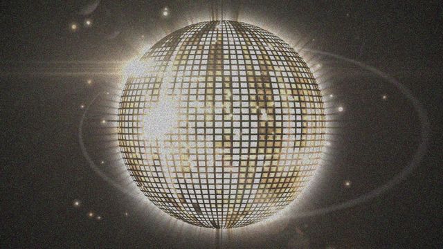 This artistic representation features a luminous sphere covered in a reflective square pattern, reminiscent of a disco ball. The animation of falling confetti adds to the festive and lively mood, making it ideal for use in nightlife and party promotion, as well as Christmas and New Year's celebration imagery. It can also serve well in digital media design focusing on themes of exuberance and happiness.