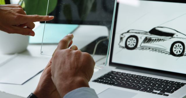 Designers Collaborating on Automotive Concept with Transparent Tablet - Download Free Stock Images Pikwizard.com