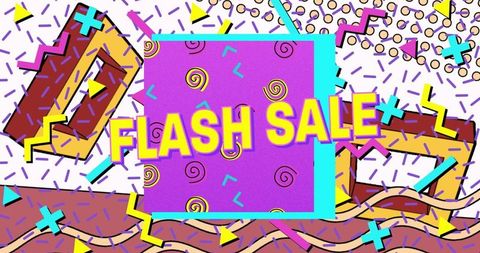 Flash Sale Banner with Vibrant Retro Pattern Design