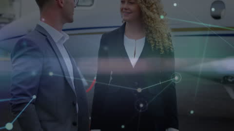 Business Professionals Discussing in Futuristic Context