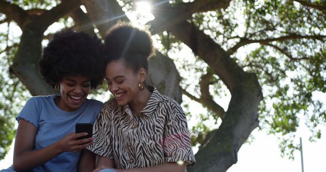 Young Women Enjoying Outdoors while Sharing Smartphone Moments - Download Free Stock Images Pikwizard.com