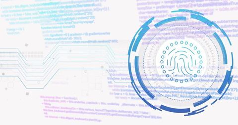 Futuristic Fingerprint Scan Interface with Cybersecurity Elements