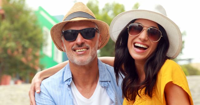 Couple Smiling and Enjoying Summer Vacation Together - Download Free Stock Images Pikwizard.com