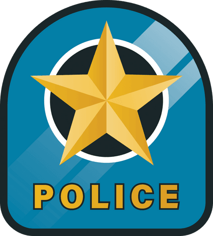 Police badge with star illustration on transparent background