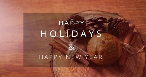 Festive holiday greetings with rustic decorations