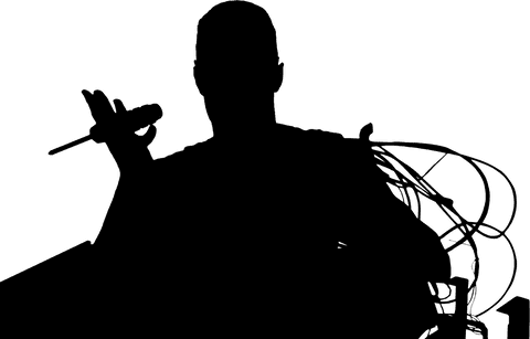 Silhouette of man with screwdriver on transparent background