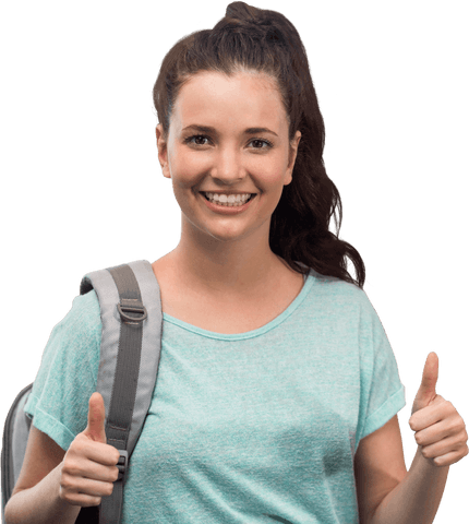 Joyful Woman Giving Thumbs Up, Transparent Background