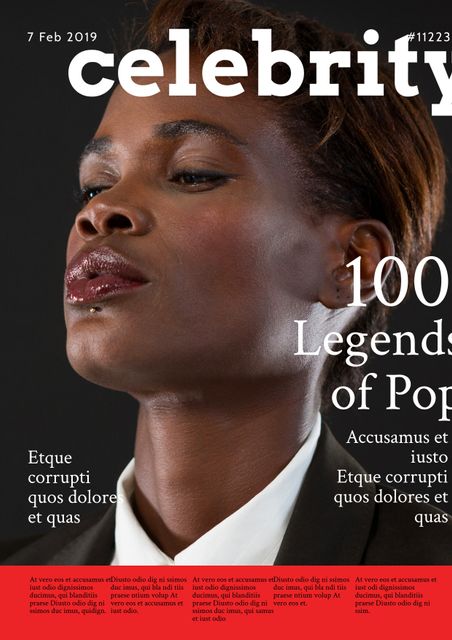 This magazine cover showcases a celebrated female figure known for her inspirational influence and leadership in pop culture. Ideal for promoting discussions about female empowerment and success. Perfect for advertising purposes, editorial use, or as a striking visual in articles related to celebrities, fashion, leadership, and motivation.