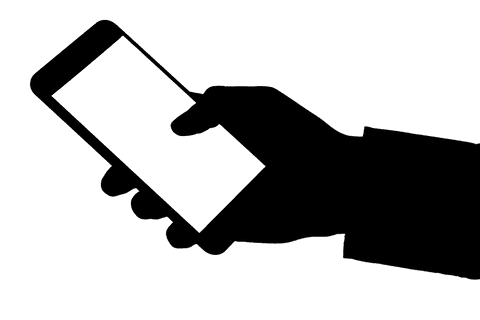 Smartphone silhouette on transparent background