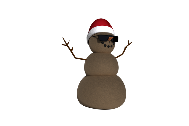 Sand Snowman with Santa Hat and Sunglasses on Transparent Background - Download Free Stock Videos Pikwizard.com