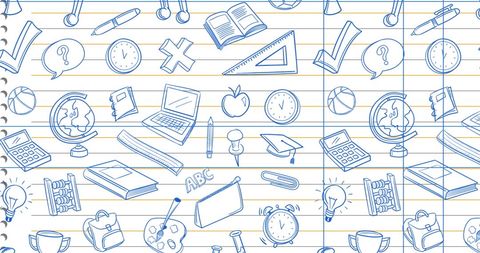 Seamless School Supplies Sketch on Lined Paper - Download Free Stock Images Pikwizard.com