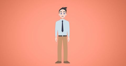Animated Male Character with Professional Attire on Orange Background - Download Free Stock Images Pikwizard.com