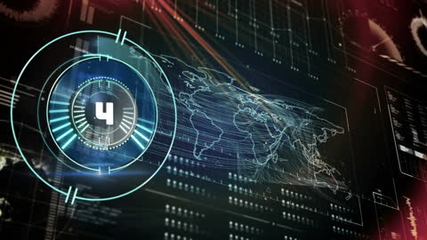 Futuristic Countdown with Global Data Interface Aesthetics