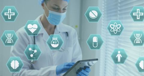 Modern Healthcare Professional Using Technology in High-Tech Environment