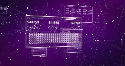 Digital Data Processing Over Purple Background with Changing Numbers - Download Free Stock Images Pikwizard.com