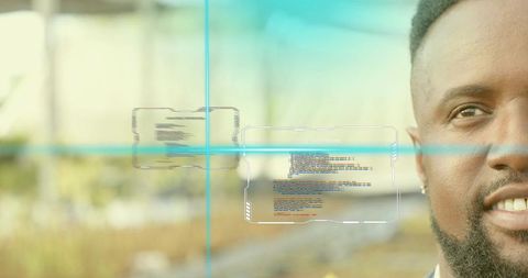 Professional Engaging with Holographic Interface in Outdoor Tech Event