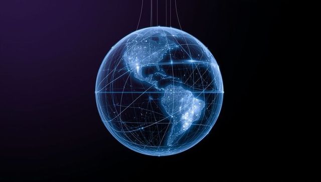 Futuristic Floating Earth Globe Highlighting Global Connectivity