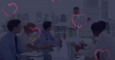 Senior executive presenting business strategy in modern office