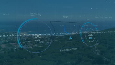 Futuristic HUD Animation with Digital Overlay Above City