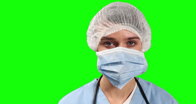 Healthcare Worker with Mask and Hair Net Isolated - Download Free Stock Images Pikwizard.com