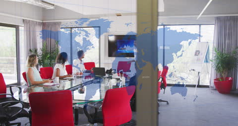 Global Data Analysis Meeting in Modern Office Space