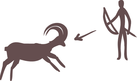 Flat vector of leaping ram and archer on transparent background