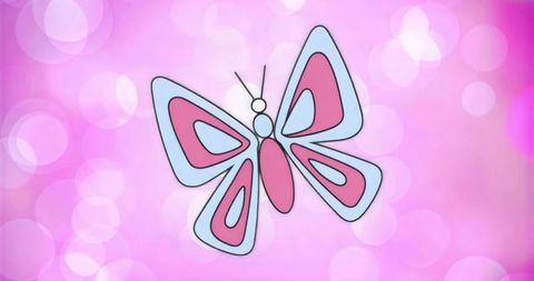 Pastel butterfly floating on pink bokeh background, feminine decorative vector art