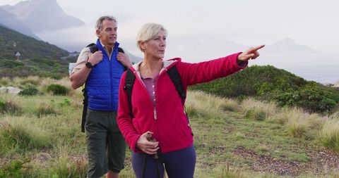 Senior Couple Hiking in Mountain Landscape - Download Free Stock Images Pikwizard.com