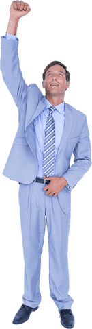 Businessman in Suit Celebrating Victory Transparent PNG