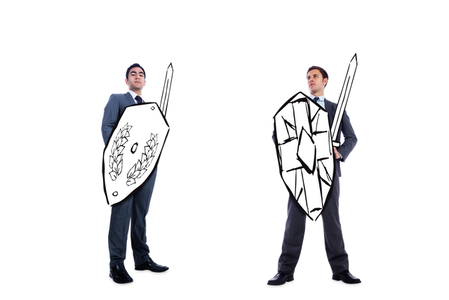 Diverse Businessman with Swords Shields Transparent PNG Business Battle - Download Free Stock Videos Pikwizard.com