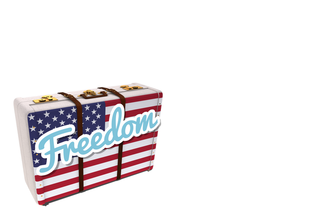 USA-Themed Suitcase With Freedom Text on Transparent Background - Download Free Stock Videos Pikwizard.com