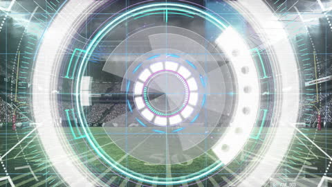 Futuristic Data Display Over Sports Stadium