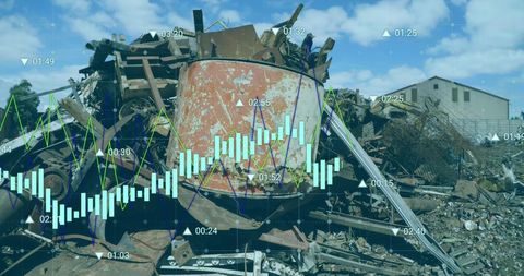 Data Analytics Infographic Over Industrial Scrap Yard