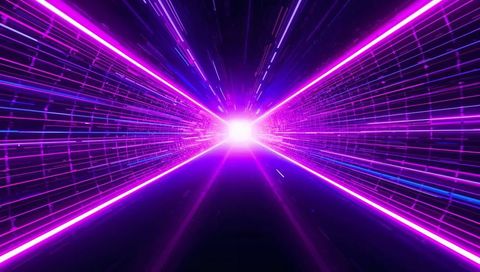 Racing Through Neon Hyperspace Tunnel Emitting Radiant Pink Light