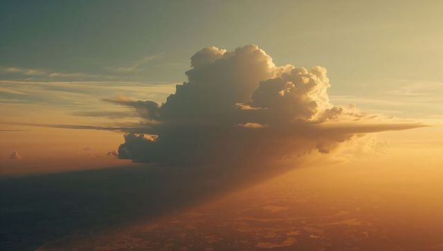 Dramatic Cumulonimbus Cloud casting Shadow During Sunset