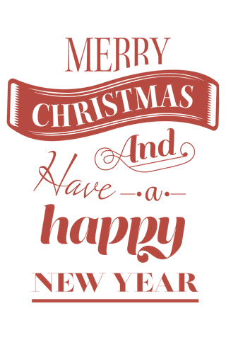 Elegant Merry Christmas and Happy New Year Transparent Text Overlay