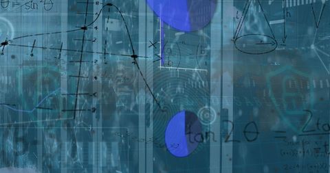 Mathematical Equations and Data Overlaid on Server Room Concept