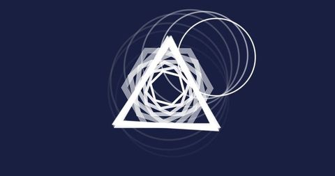 Abstract Geometric Triangle Design with Polygon and Ring Patterns