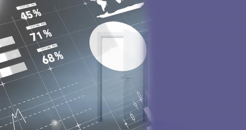 Futuristic Digital Business Interface with Statistics Visualizations