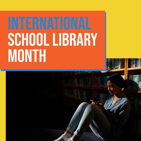 International school library month celebration with modern student