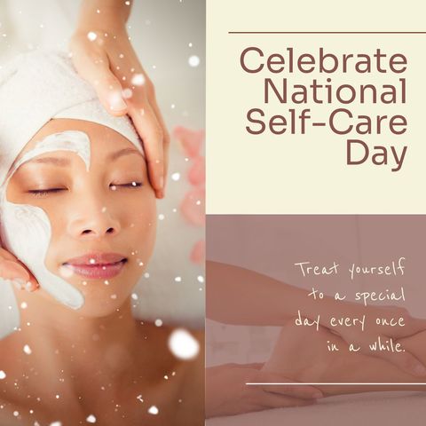 National self-care day celebration with relaxing skincare