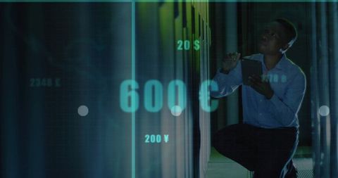 Tech Specialist Managing Digital Data Security in Data Center